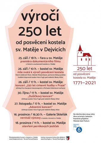 Program výročí 250 let pod posvěcení kostela sv. Matěje