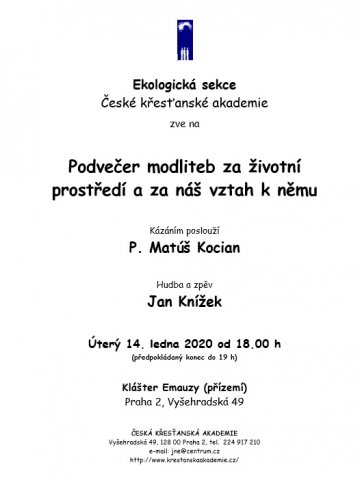 Podvečer modliteb za životní prostředí a za náš vztah k němu